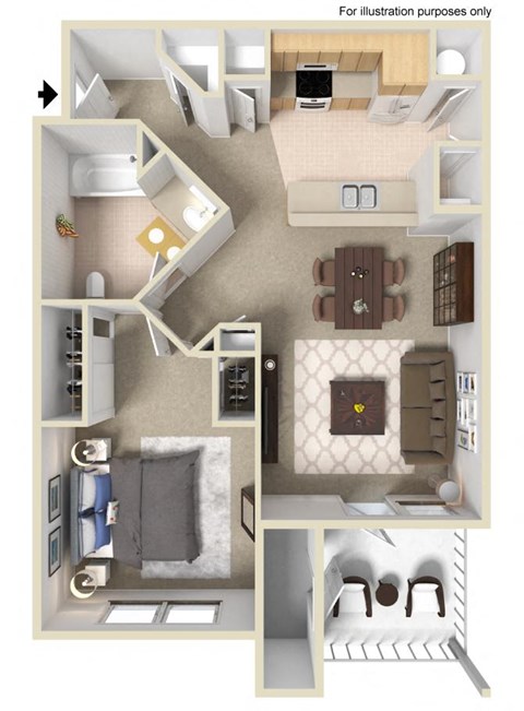 A1 1X1 Floor Plan, 775-776 SQFT